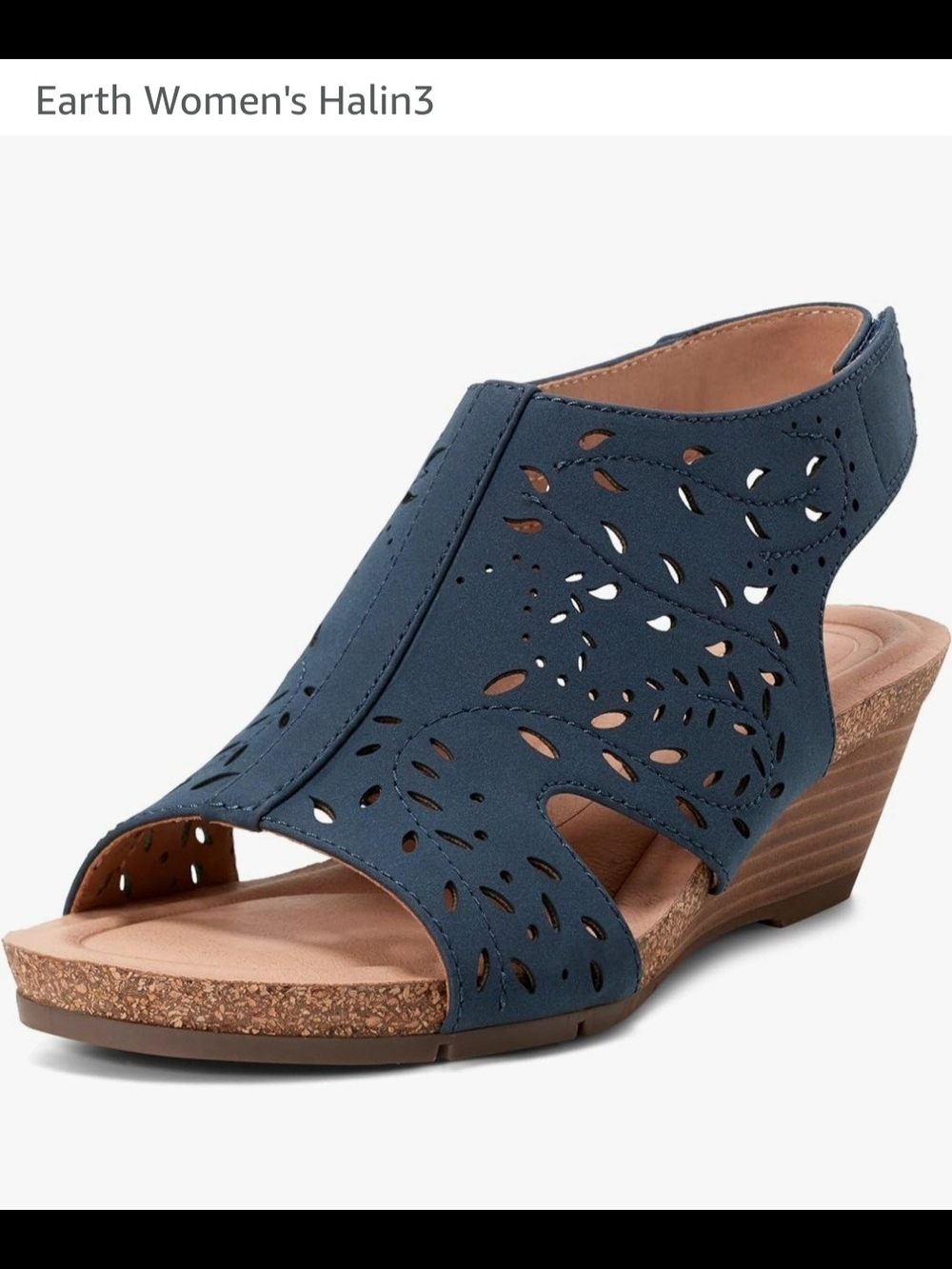 Earth Women's Halin3 Navy Cutout Wedge Sandal